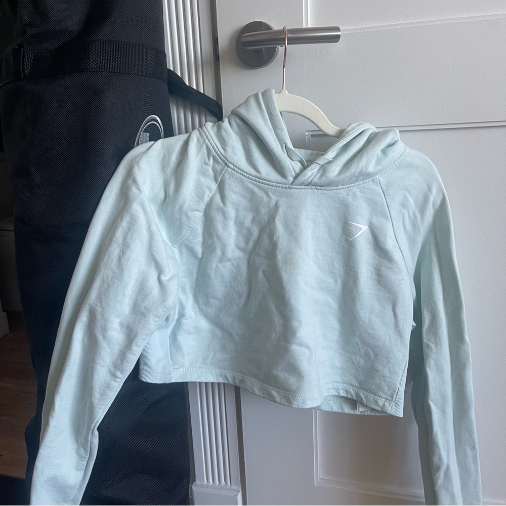Gymshark light Blue Cropped Hoodie